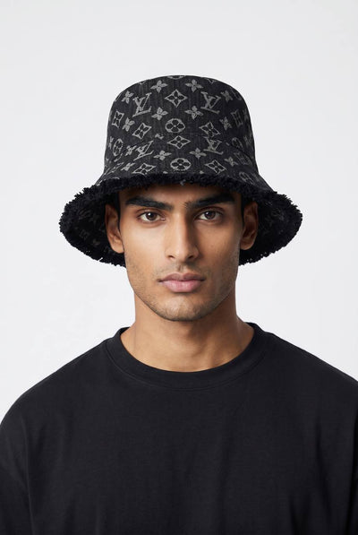 🧢 Louis Vuitton Black Monogram Bucket Hat | Frayed Edge Luxury Streetwear 🖤✨ - MASTERPIECE