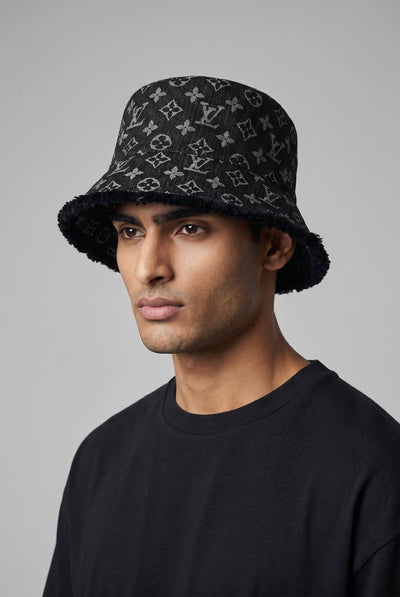 🧢 Louis Vuitton Black Monogram Bucket Hat | Frayed Edge Luxury Streetwear 🖤✨ - MASTERPIECE
