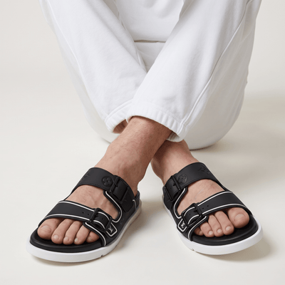 Louis Vuitton Black Monogram Double Buckle Slides - MASTERPIECE