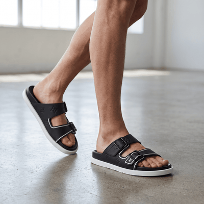 Louis Vuitton Black Monogram Double Buckle Slides - MASTERPIECE