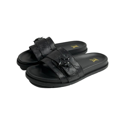 Louis Vuitton Black Monogram Slides 🖤✨ Luxury Comfort Sandals for Men - MASTERPIECE