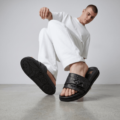 Louis Vuitton Black Monogram Slides 🖤✨ Luxury Comfort Sandals for Men - MASTERPIECE