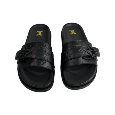 Louis Vuitton Black Monogram Slides 🖤✨ Luxury Comfort Sandals for Men - MASTERPIECE
