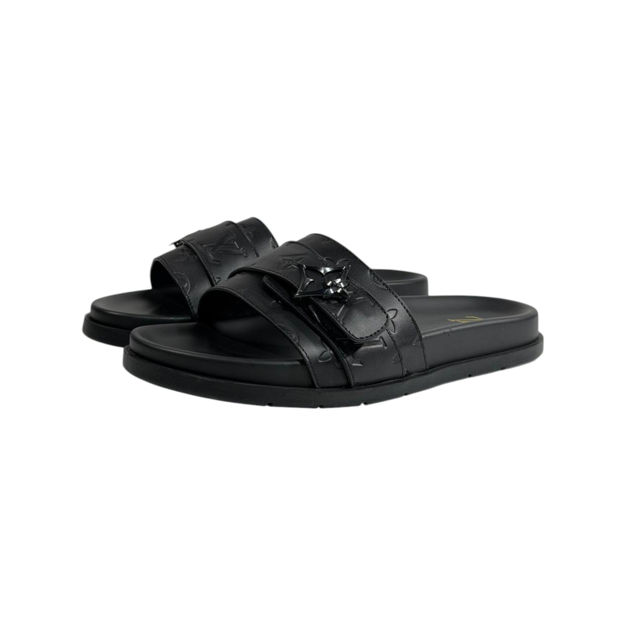 Louis Vuitton Black Monogram Slides 🖤✨ Luxury Comfort Sandals for Men - MASTERPIECE