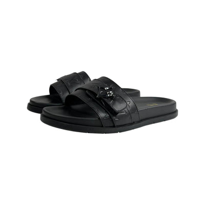 Louis Vuitton Black Monogram Slides 🖤✨ Luxury Comfort Sandals for Men - MASTERPIECE