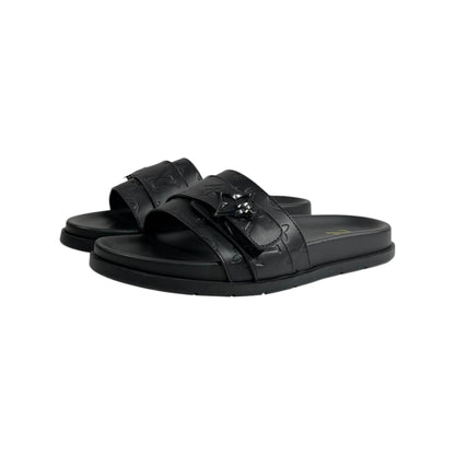 Louis Vuitton Black Monogram Slides 🖤✨ Luxury Comfort Sandals for Men - MASTERPIECE