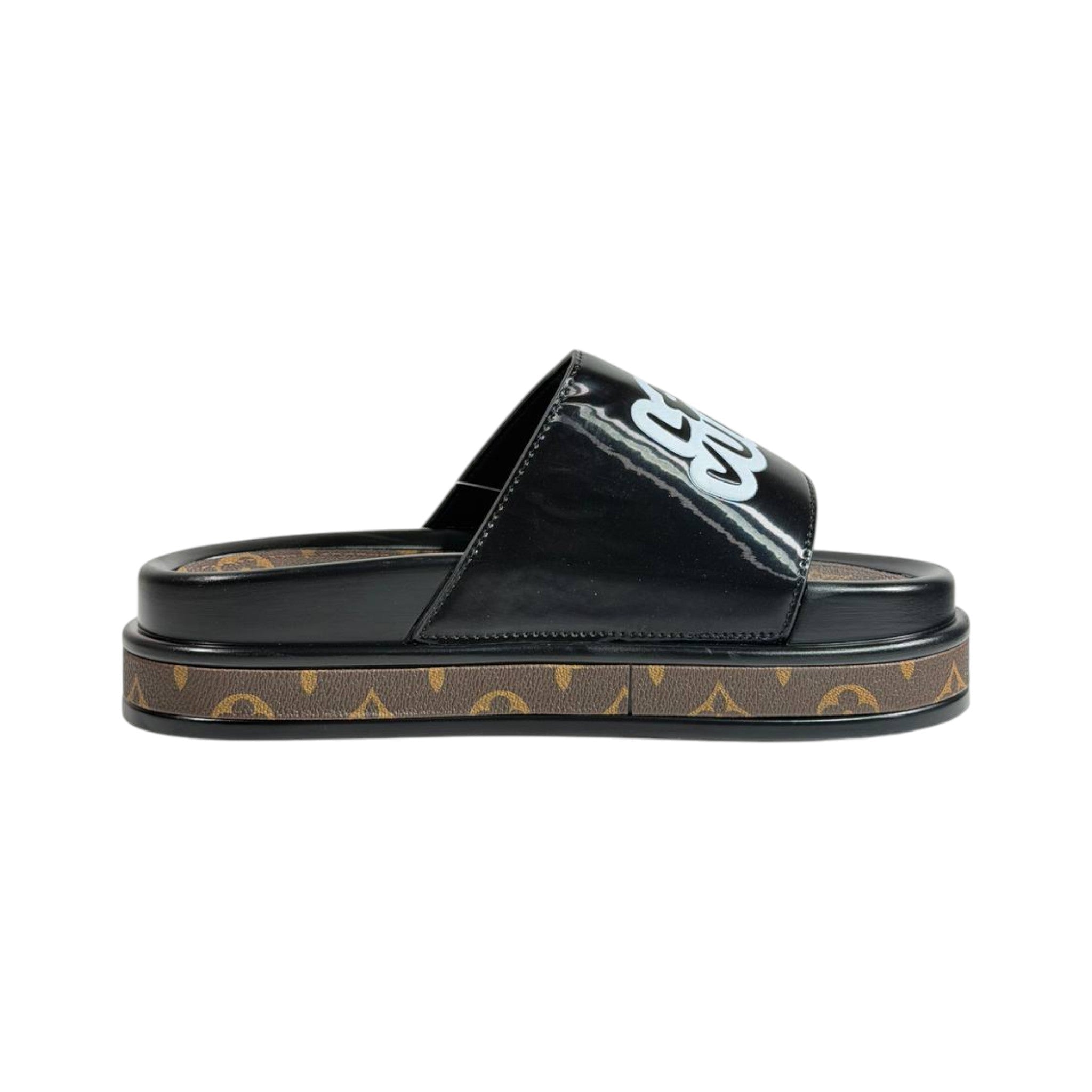 Louis Vuitton Black Platform Slides – Iconic Monogram Luxury Sandals 🖤👡 - MASTERPIECE