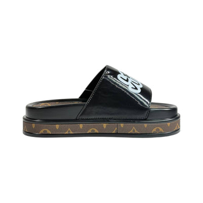 Louis Vuitton Black Platform Slides – Iconic Monogram Luxury Sandals 🖤👡 - MASTERPIECE