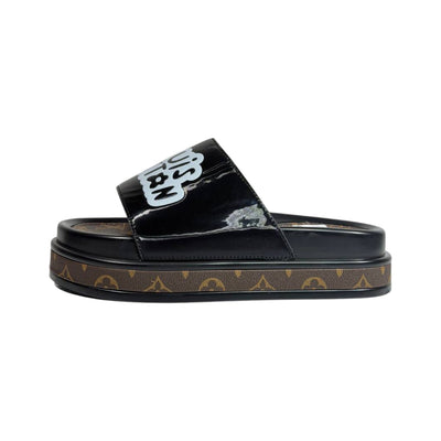 Louis Vuitton Black Platform Slides – Iconic Monogram Luxury Sandals 🖤👡 - MASTERPIECE