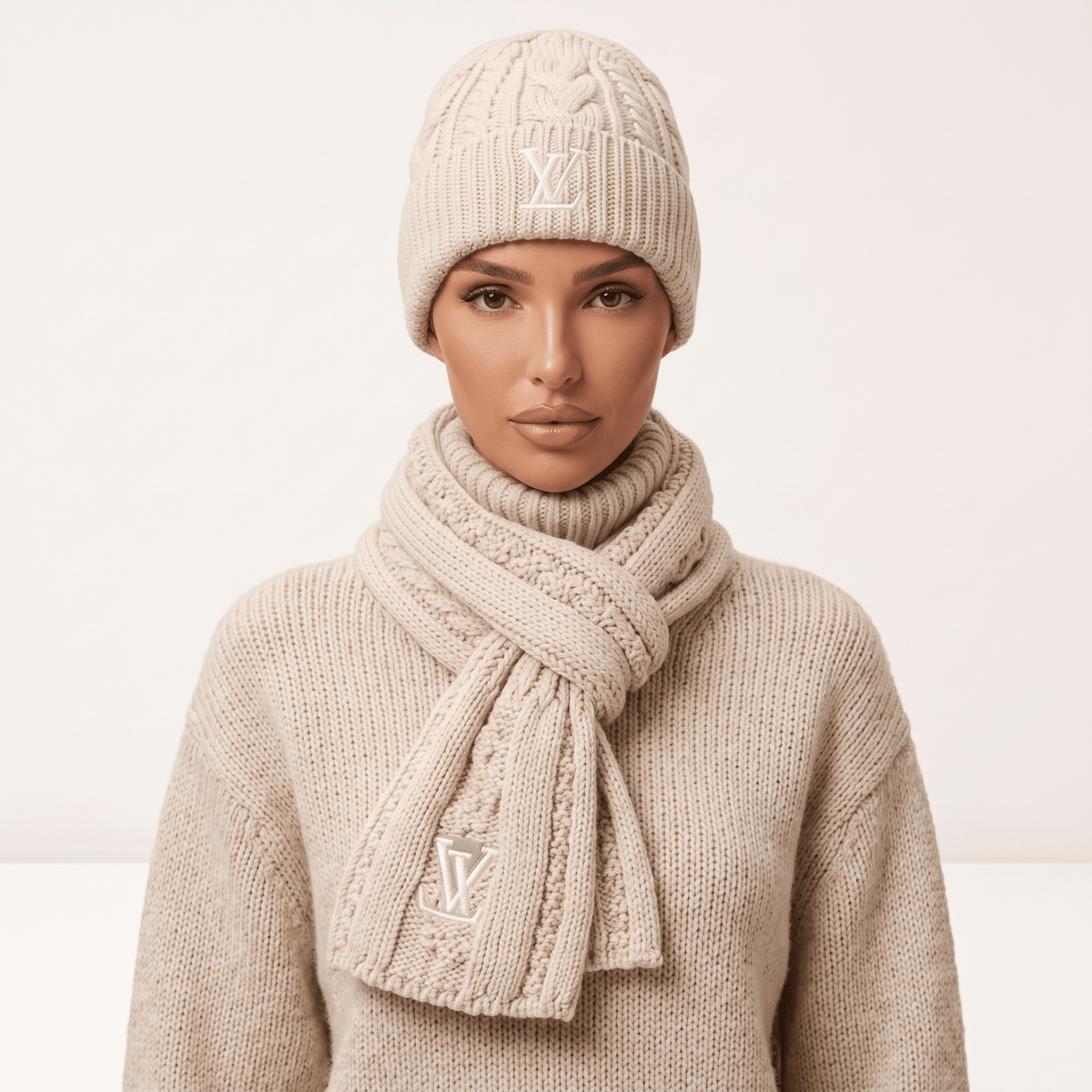 Louis Vuitton Cable Knit Beanie & Scarf Set — Ivory - MASTERPIECE
