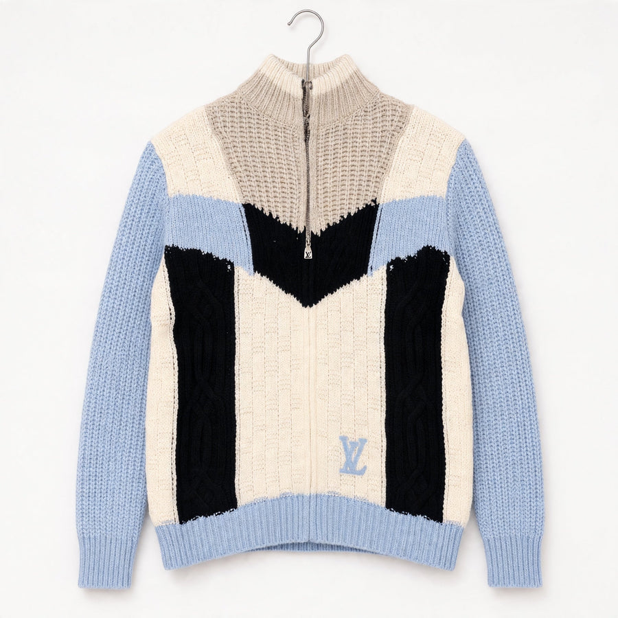 Louis Vuitton Cable-Knit Zip Sweater – Blue Cream
