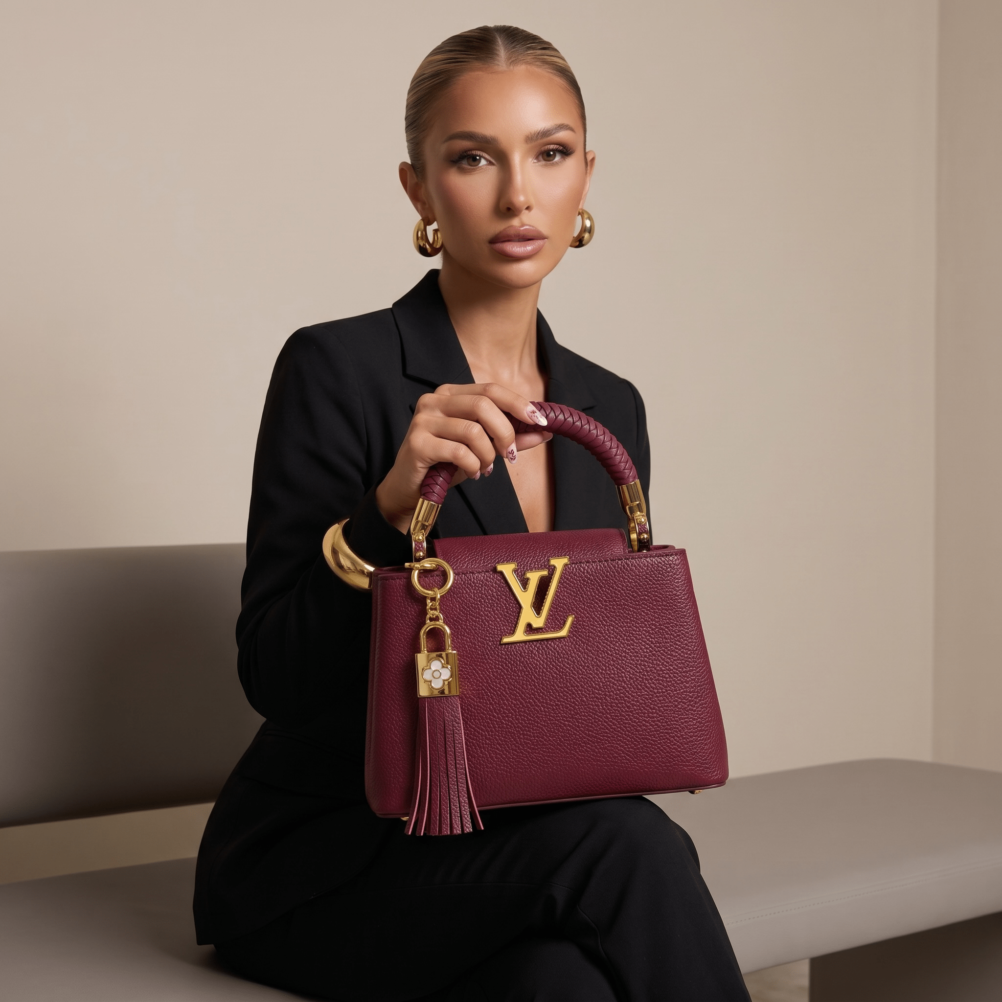 ✨ Louis Vuitton Capucines BB – Burgundy Leather Luxury Handbag 👜❤️ - MASTERPIECE