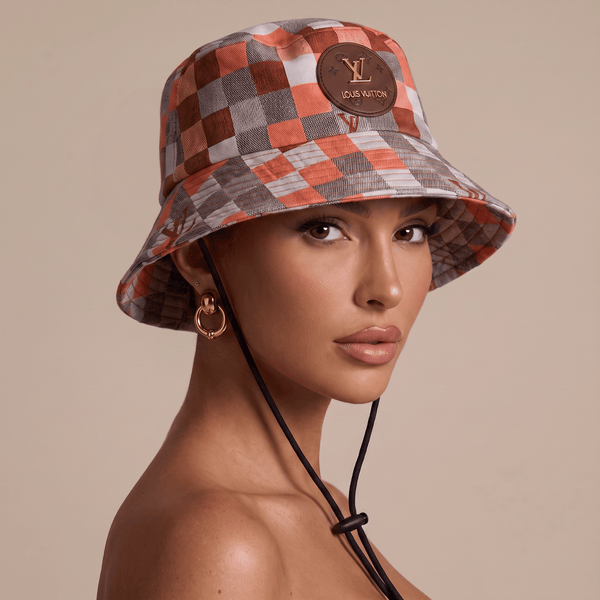 🧡 Louis Vuitton Checkered Bucket Hat | Adjustable Strap Outdoor Style 🎩