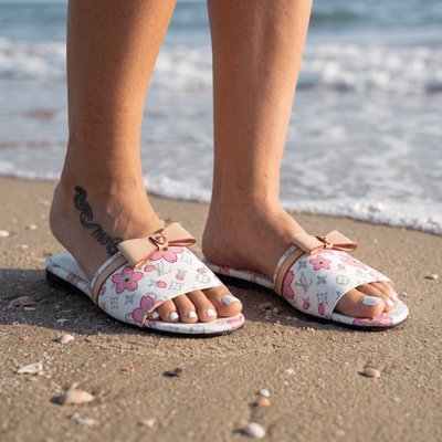 Louis Vuitton Cherry Blossom Slides – White Monogram Edition 🌸🤍 - MASTERPIECE