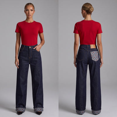 Louis Vuitton Cherry Monogram High-Waist Denim Jeans 🍒✨ - MASTERPIECE
