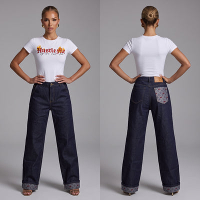 Louis Vuitton Cherry Monogram High-Waist Denim Jeans 🍒✨ - MASTERPIECE
