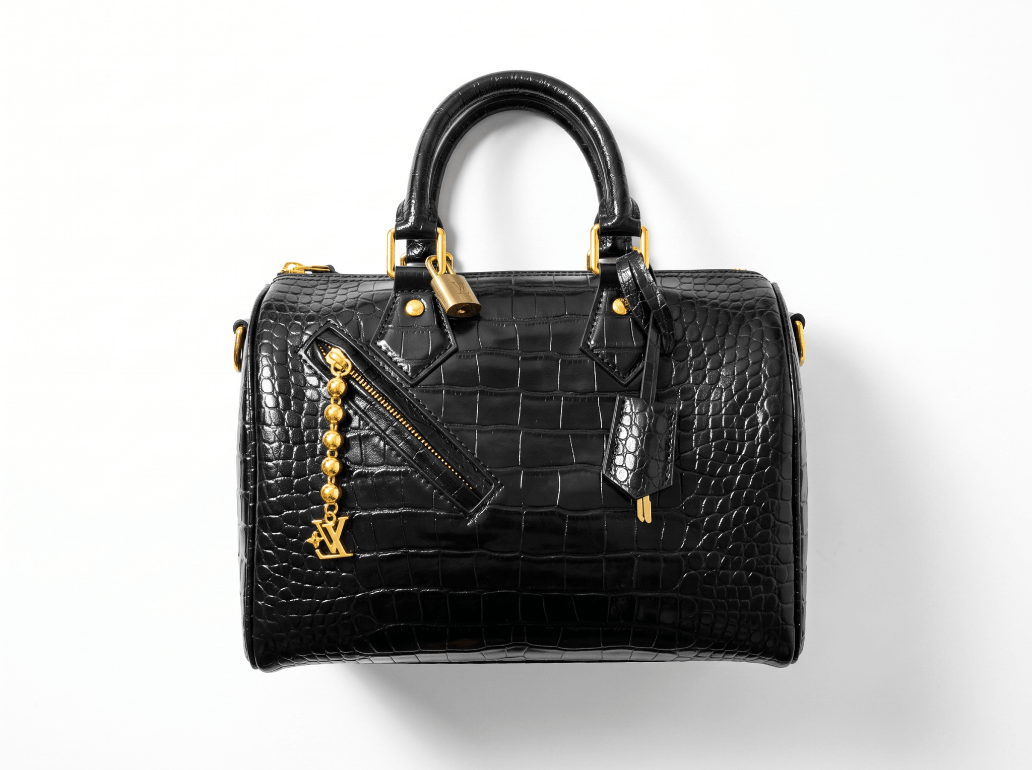 🖤 Louis Vuitton Crocodile Embossed Speedy Handbag – Black - MASTERPIECE