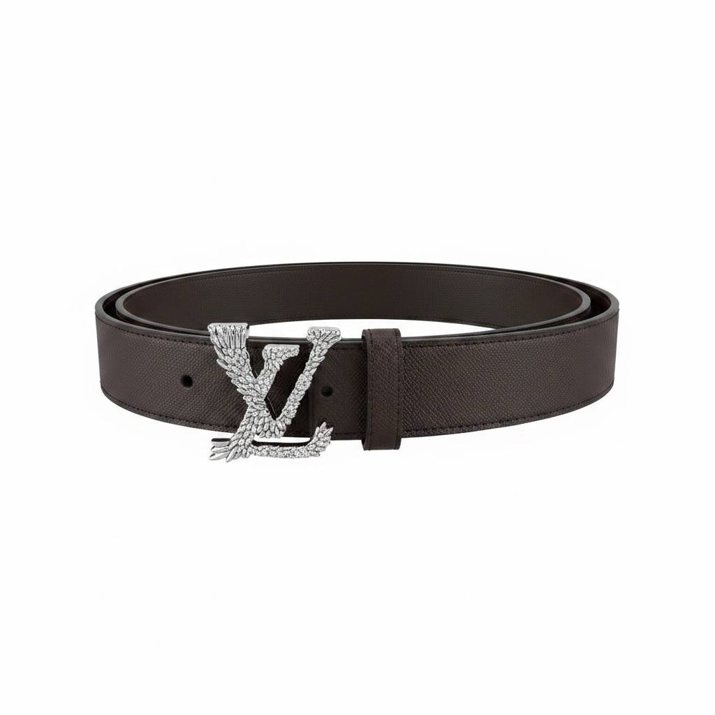 Louis Vuitton Crystal LV Initials Leather Belt – Dark Brown Luxury Edition-125🤎✨ - MASTERPIECE