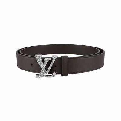 Louis Vuitton Crystal LV Initials Leather Belt – Dark Brown Luxury Edition-125🤎✨ - MASTERPIECE