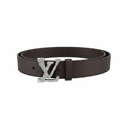 Louis Vuitton Crystal LV Initials Leather Belt – Dark Brown Luxury Edition-125🤎✨ - MASTERPIECE