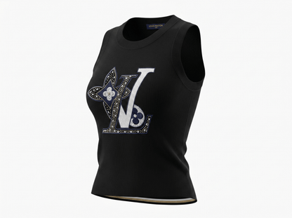 Louis Vuitton Crystal Monogram Knit Top 🖤✨ - MASTERPIECE