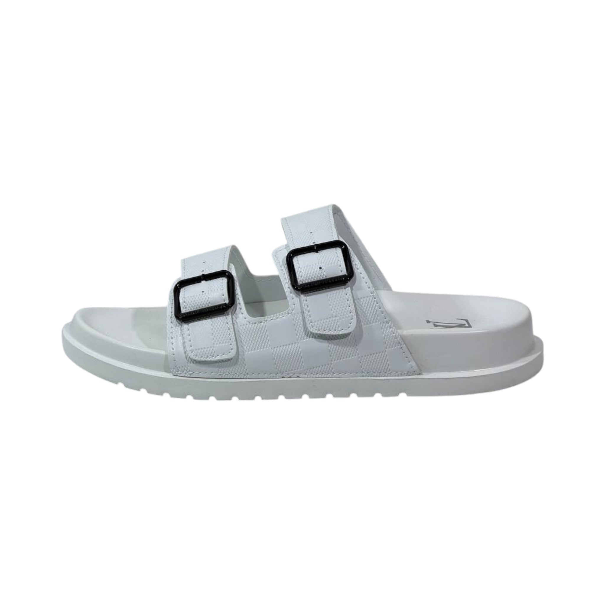 🤍 Louis Vuitton Damier Azur Double-Buckle Slides – Clean Luxury, Timeless Style - MASTERPIECE
