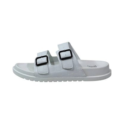 🤍 Louis Vuitton Damier Azur Double-Buckle Slides – Clean Luxury, Timeless Style - MASTERPIECE