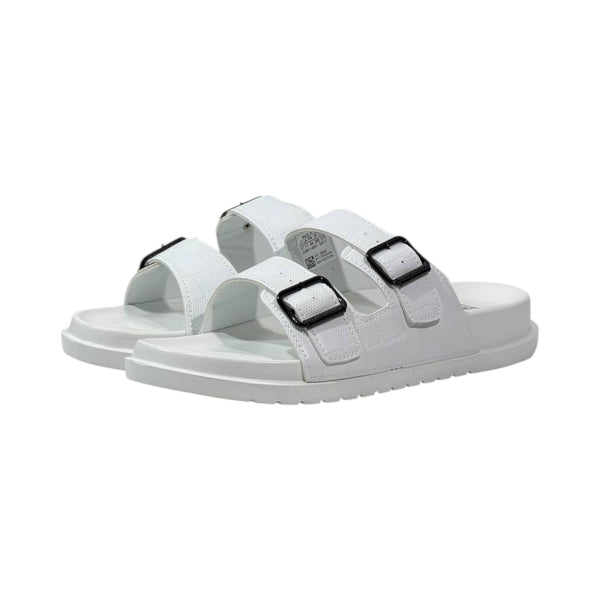 🤍 Louis Vuitton Damier Azur Double-Buckle Slides – Clean Luxury, Timeless Style