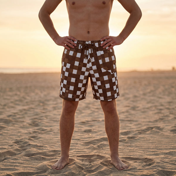 Louis Vuitton Damier Check Swim Shorts – Brown & White 🏖️🤎🤍