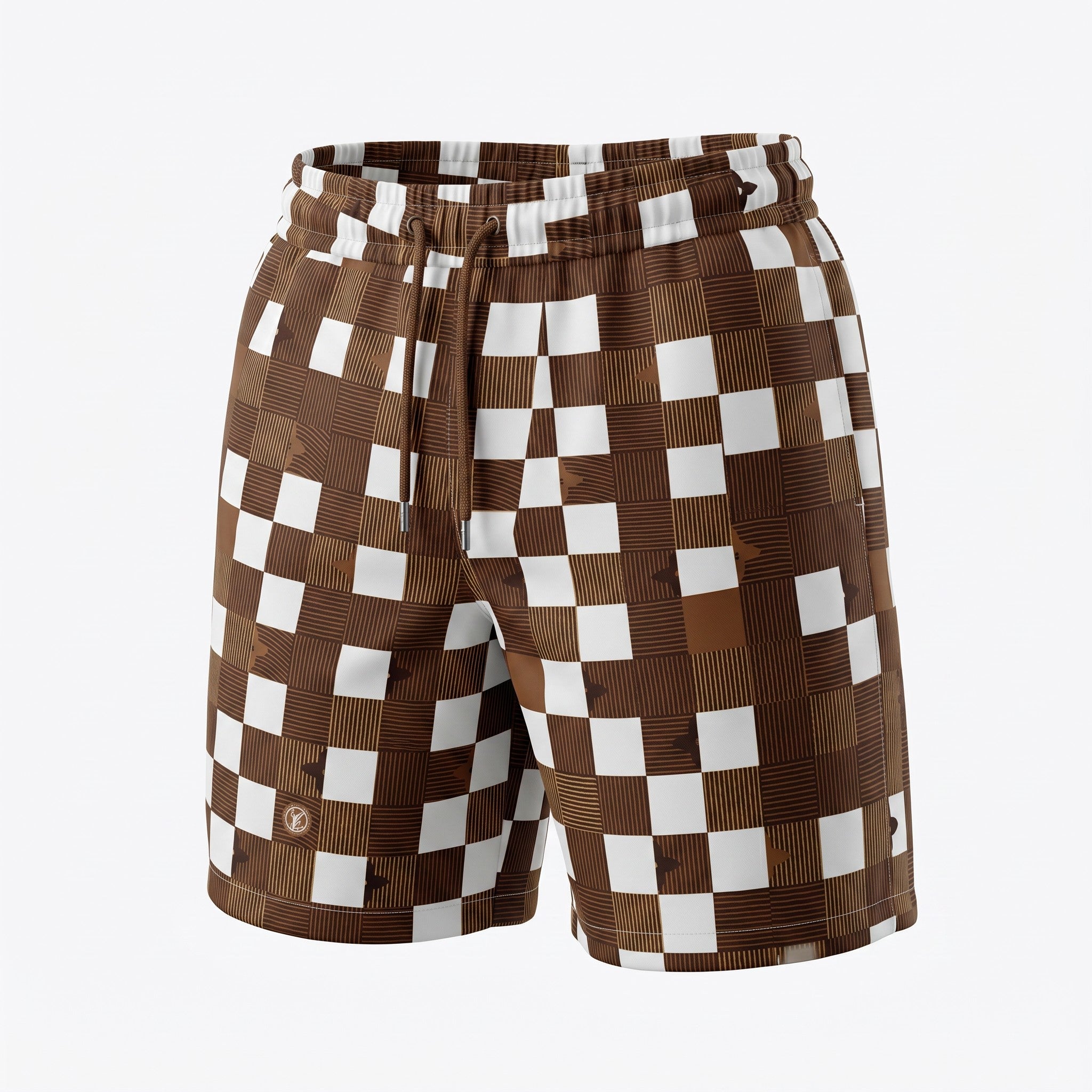 Louis Vuitton Damier Check Swim Shorts – Brown & White 🏖️🤎🤍 - MASTERPIECE