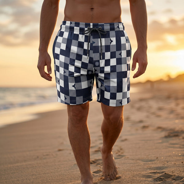 Louis Vuitton Damier Check Swim Shorts – Navy & White 🌊💙🤍