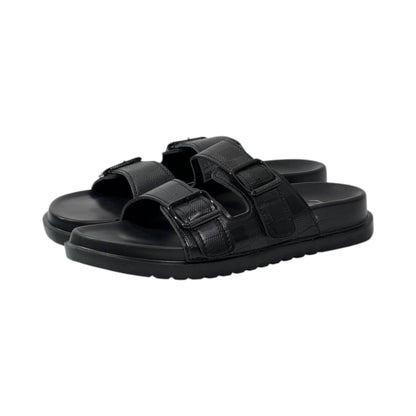 🖤 Louis Vuitton Damier Eclipse Double-Buckle Slides – Modern Luxury, Everyday Comfort - MASTERPIECE