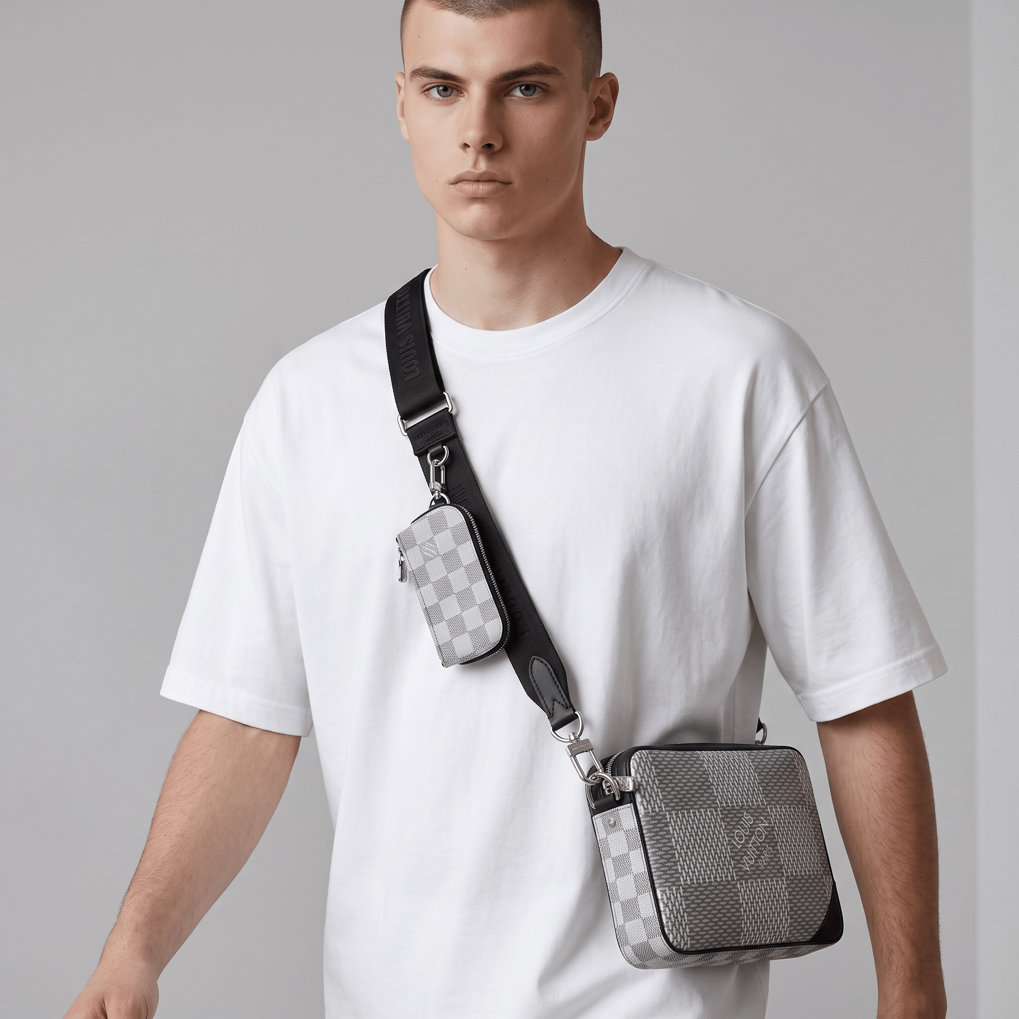 🤍 Louis Vuitton Damier Graphite Messenger Bag Set – White Checkered - MASTERPIECE