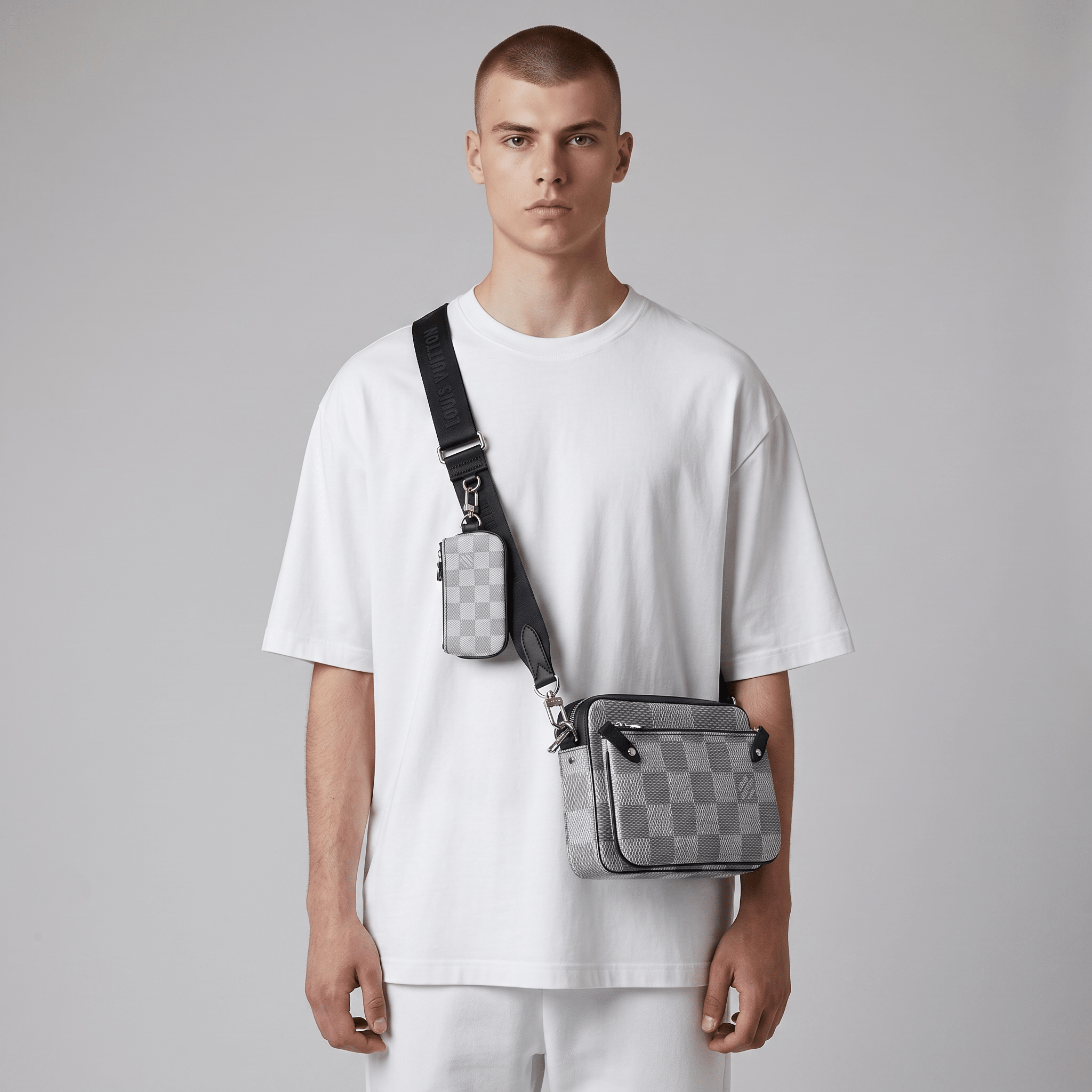 🤍 Louis Vuitton Damier Graphite Messenger Bag Set – White Checkered - MASTERPIECE
