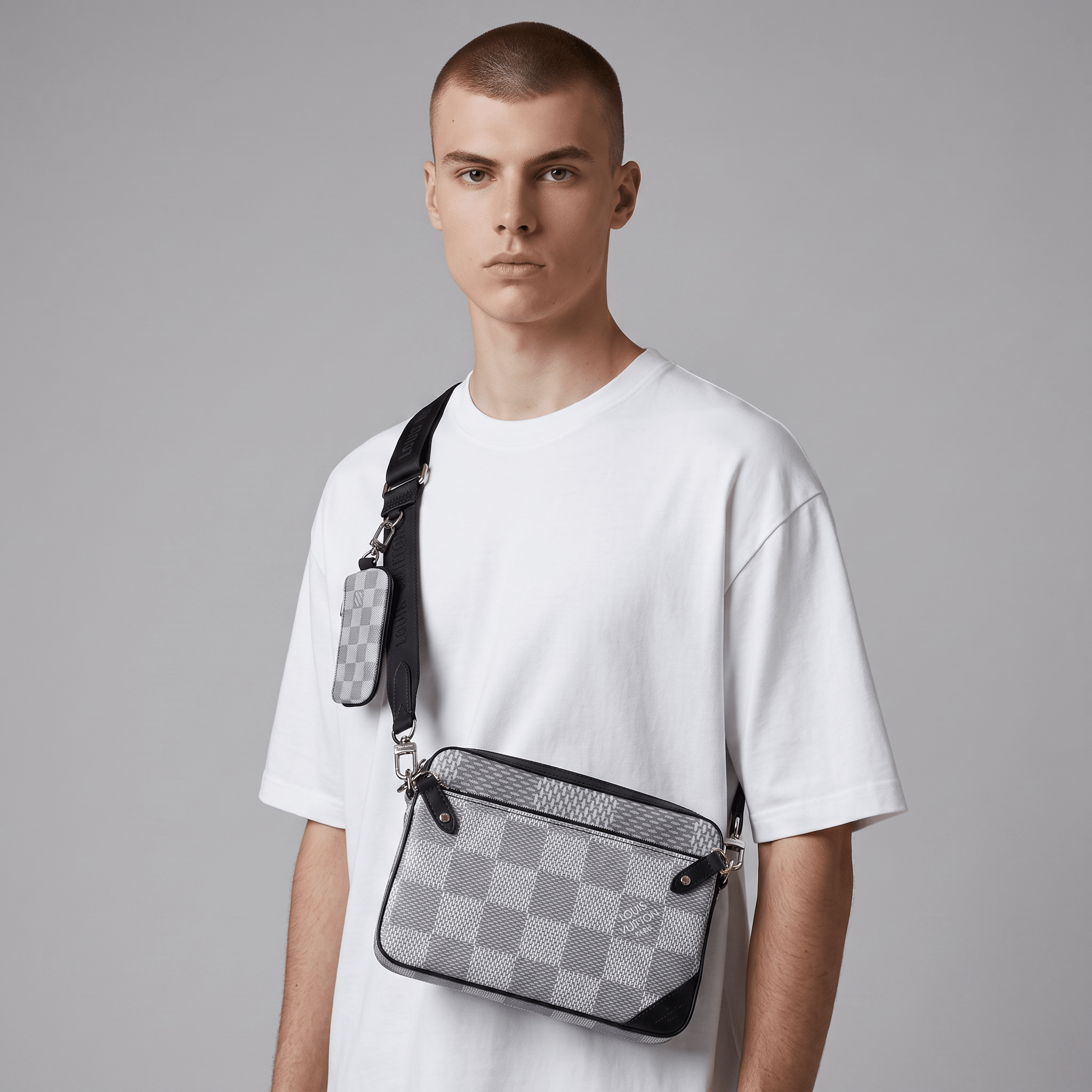 🤍 Louis Vuitton Damier Graphite Messenger Bag Set – White Checkered - MASTERPIECE