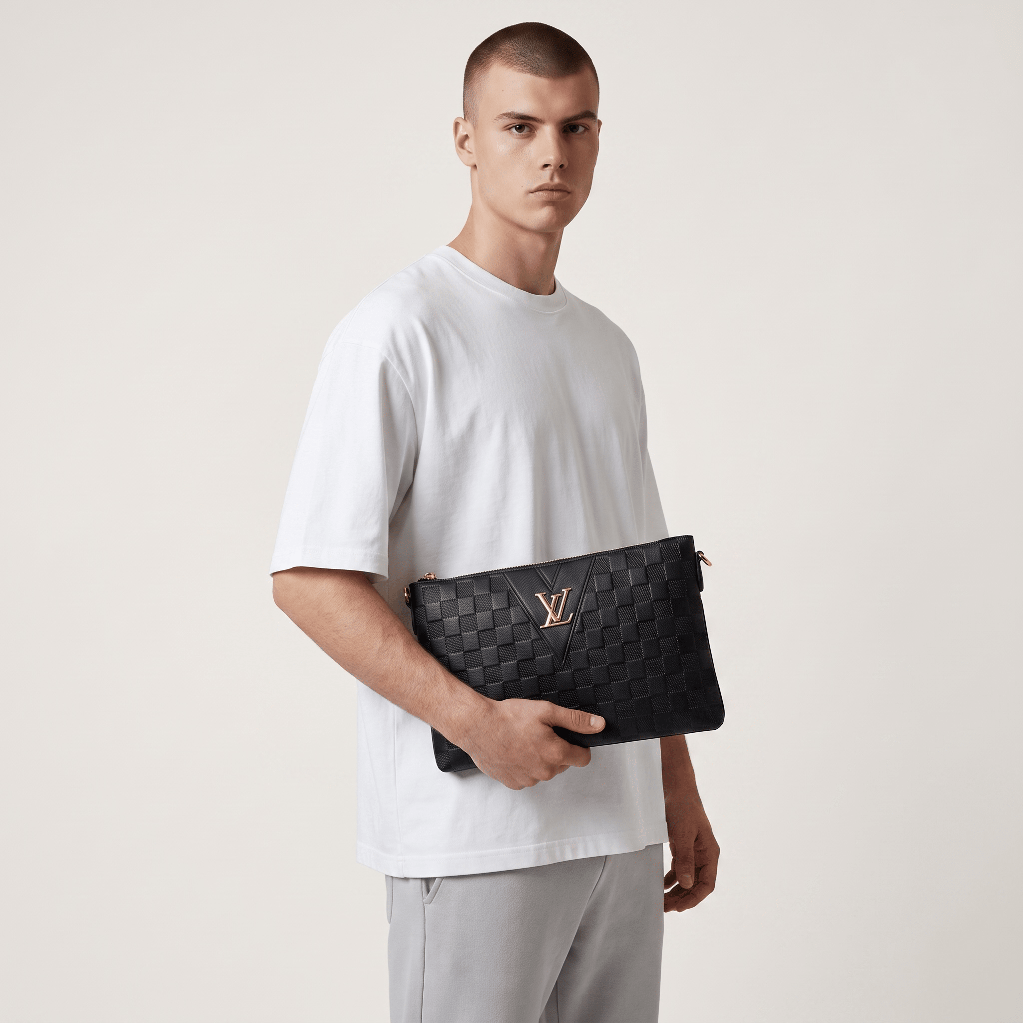 🖤✨ Louis Vuitton Damier Graphite Pochette – Black Leather Clutch 👜 - MASTERPIECE