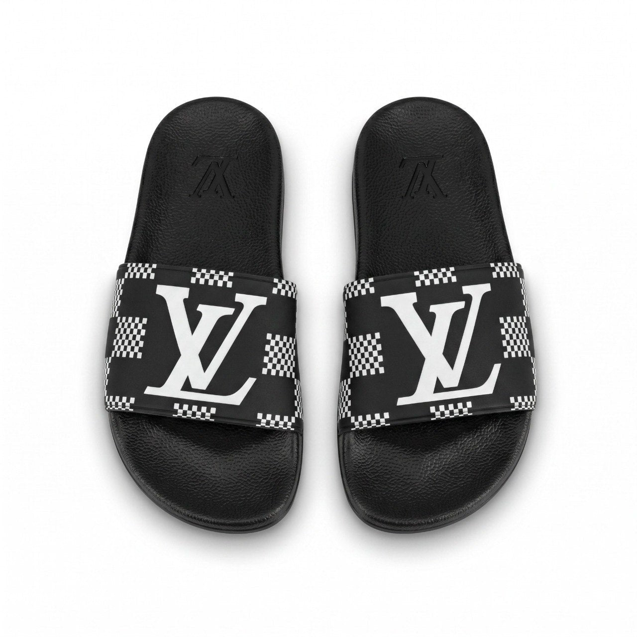 🖤🤍 Louis Vuitton Damier Logo Slide Sandals | Premium Designer Comfort 👣 - MASTERPIECE