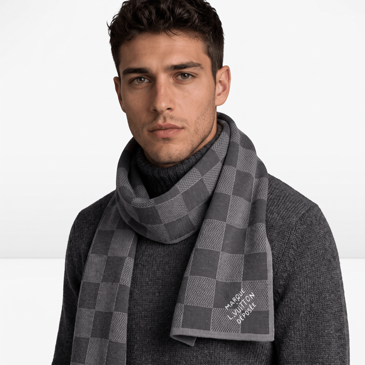 Louis Vuitton Damier Scarf – Grey Iconic Luxury 🩶🧣 - MASTERPIECE