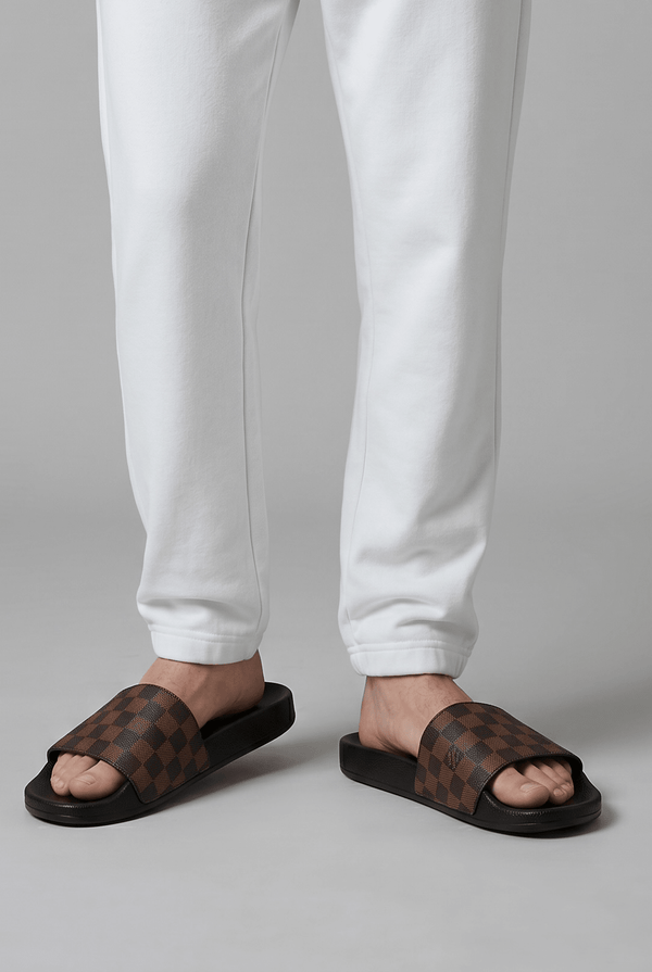 🤎🧩 Louis Vuitton Damier Slides – Brown Classic Edition
