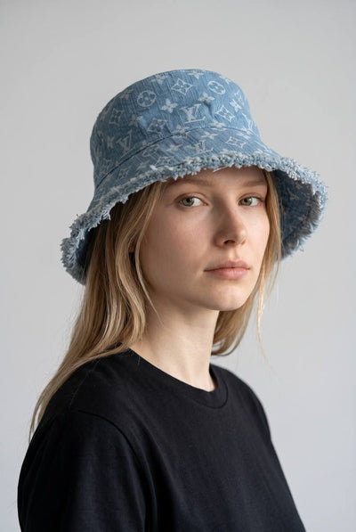 🧢 Louis Vuitton Denim Monogram Bucket Hat | Frayed Edge Luxury Style 💙✨ - MASTERPIECE