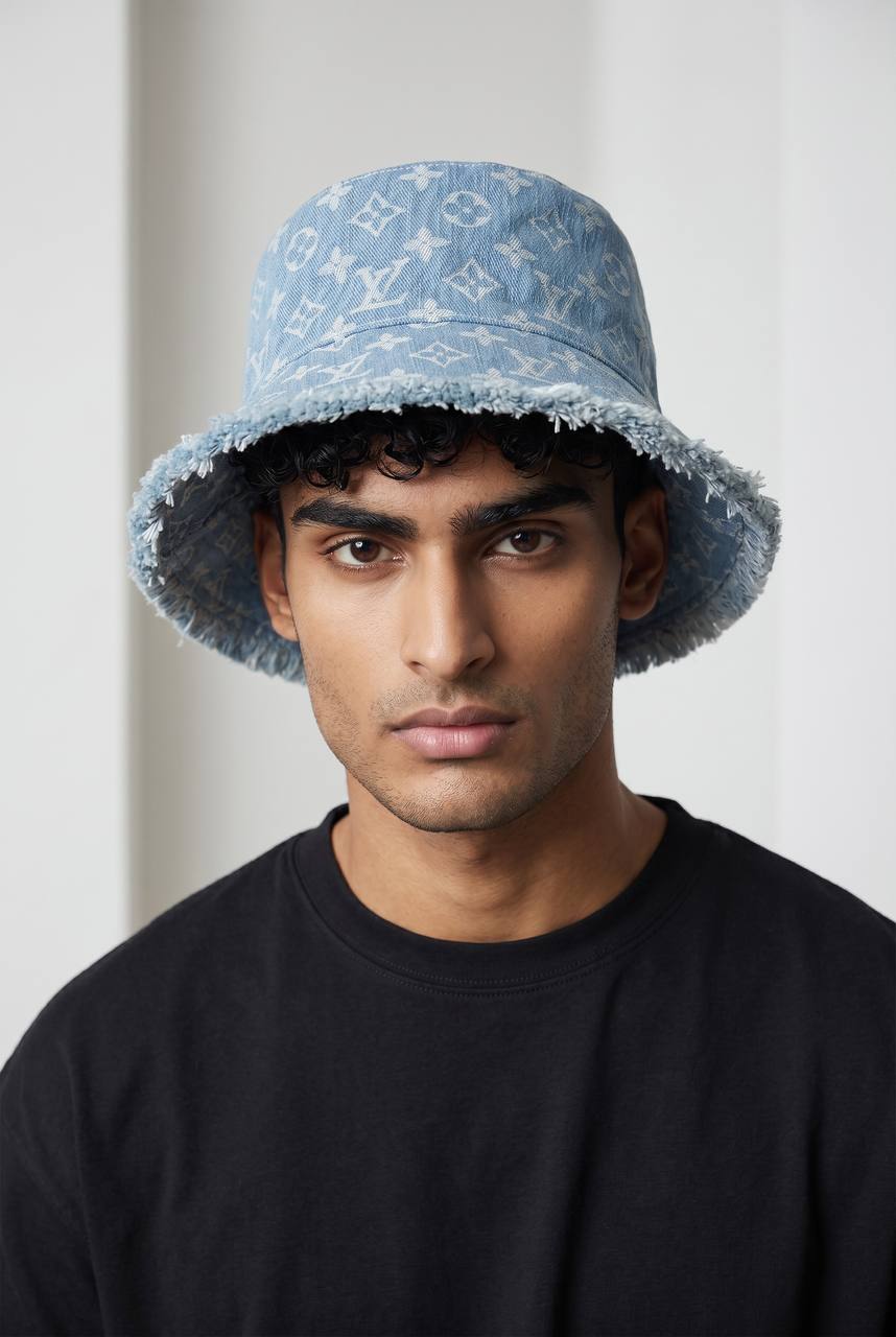 🧢 Louis Vuitton Denim Monogram Bucket Hat | Frayed Edge Luxury Style 💙✨ - MASTERPIECE