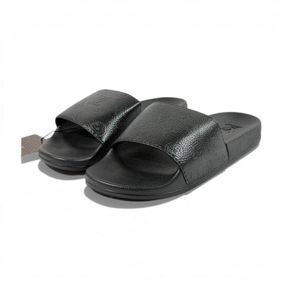 🖤 Louis Vuitton Embossed Slides – Black Luxe Edition ✨ - MASTERPIECE