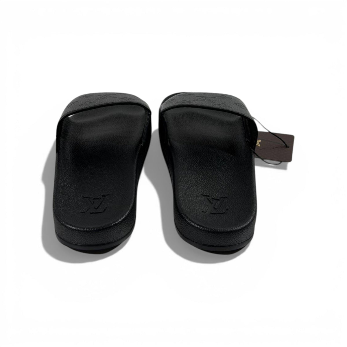 🖤 Louis Vuitton Embossed Slides – Black Luxe Edition ✨ - MASTERPIECE