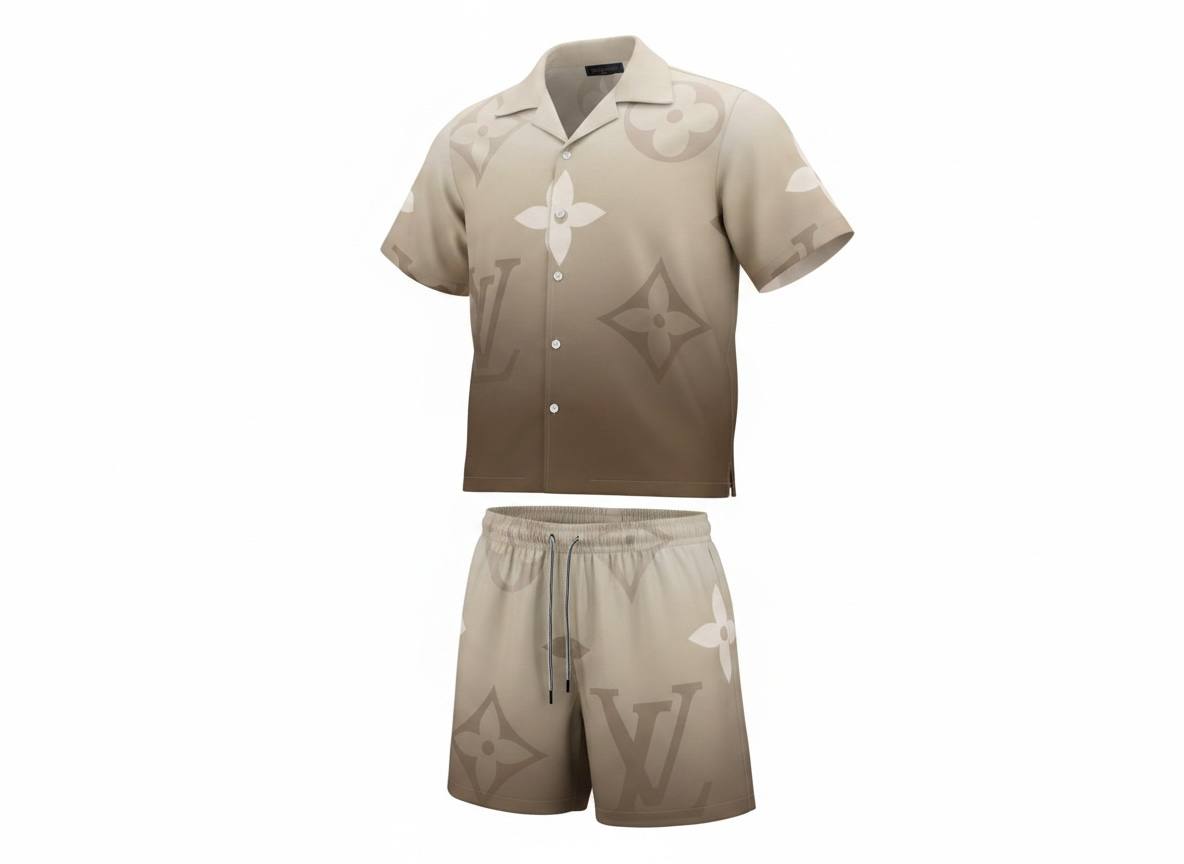 🤎 Louis Vuitton Gradient Monogram Set – Refined Luxury Co - Ord Outfit 🩳👕✨ - MASTERPIECE