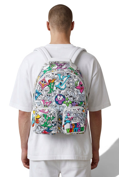 Louis Vuitton Graffiti Cartoon Backpack 🎒🌈✨ - MASTERPIECE