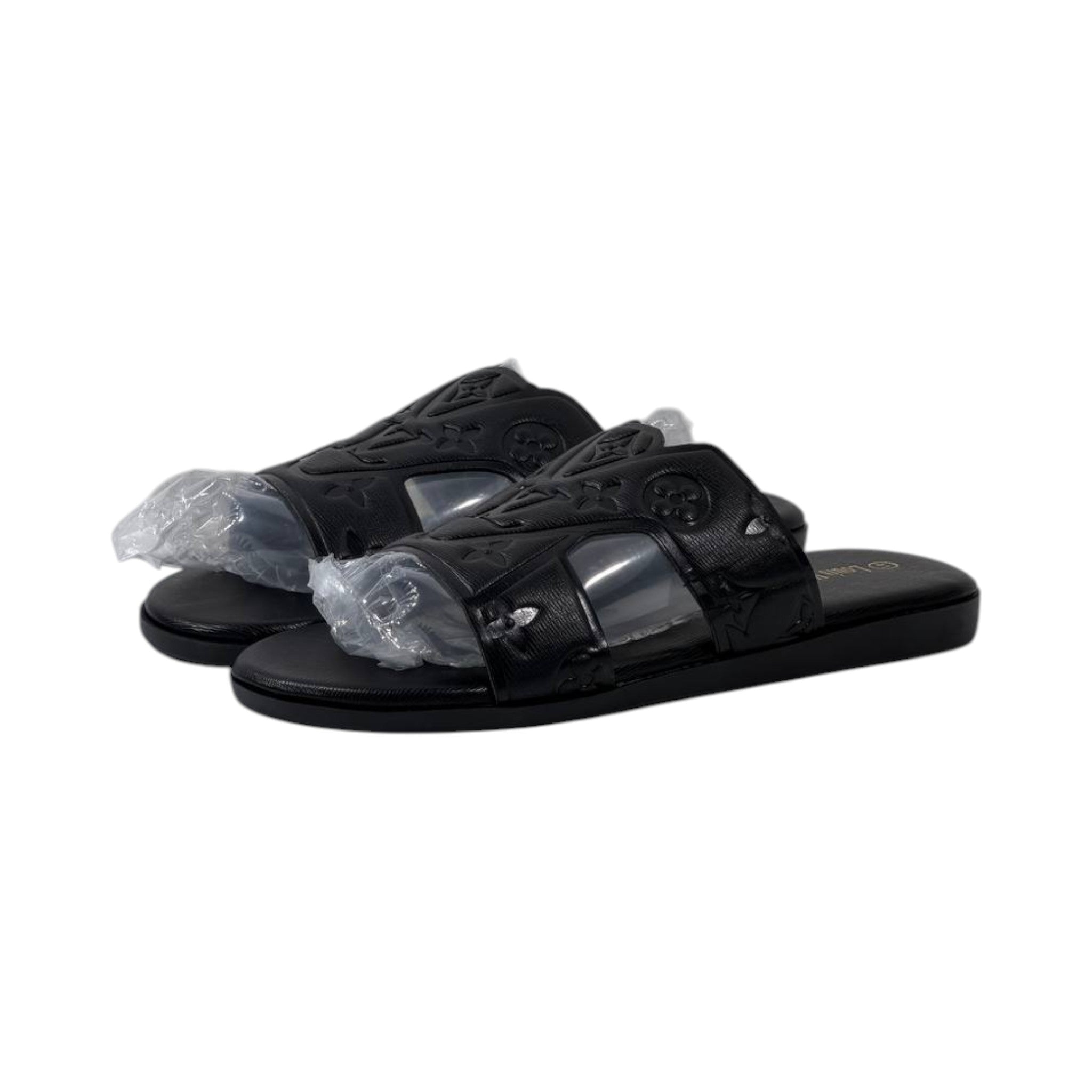 🖤 Louis Vuitton H Monogram Flat Slides – Black Luxury Edition - MASTERPIECE