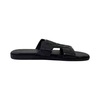🖤 Louis Vuitton H Monogram Flat Slides – Black Luxury Edition - MASTERPIECE