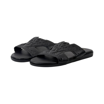 🖤 Louis Vuitton H Monogram Flat Slides – Black Luxury Edition - MASTERPIECE