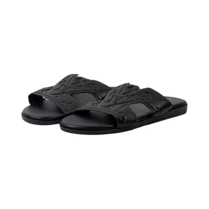 🖤 Louis Vuitton H Monogram Flat Slides – Black Luxury Edition - MASTERPIECE