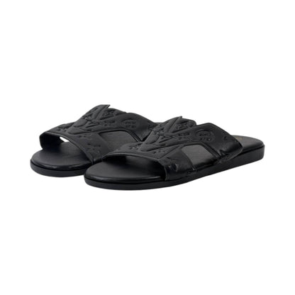 🖤 Louis Vuitton H Monogram Flat Slides – Black Luxury Edition - MASTERPIECE